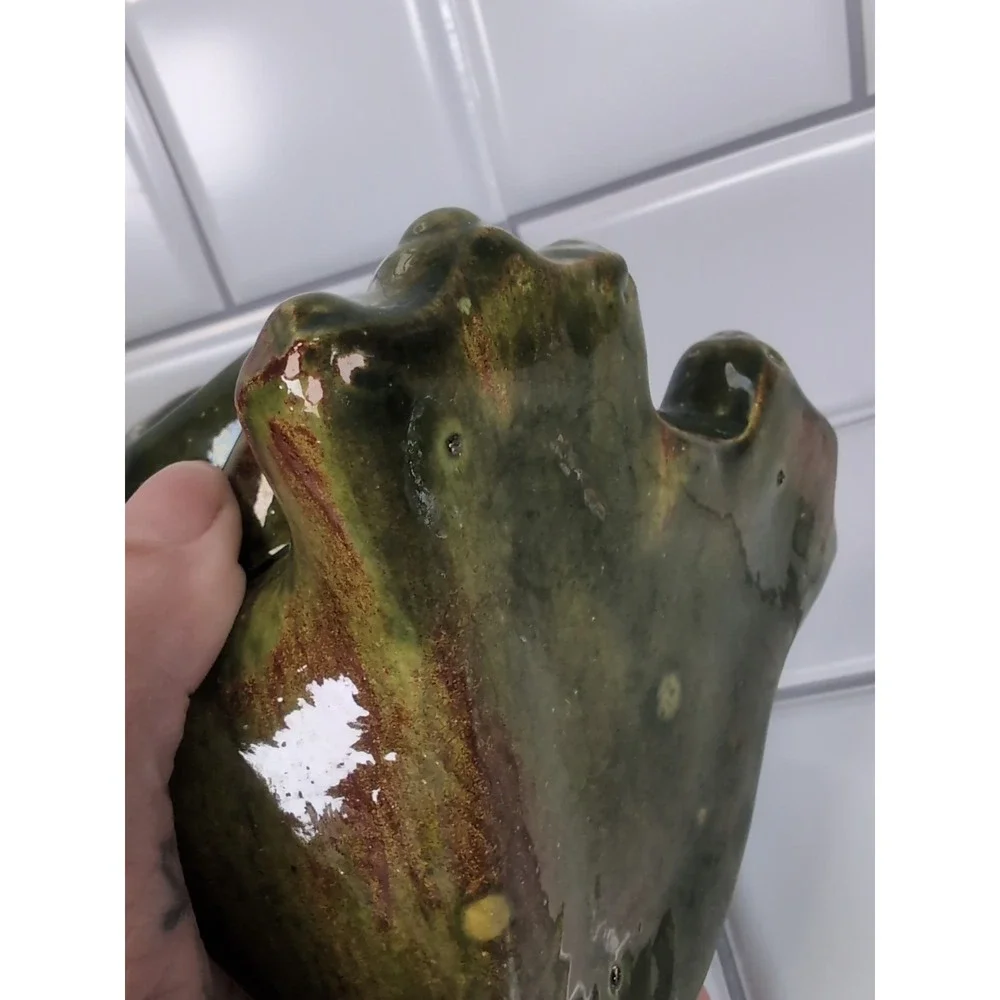 2 Vintage Frogs Ceramic Open Mouth Succulent Planters Pots Or Sponge Holders Set